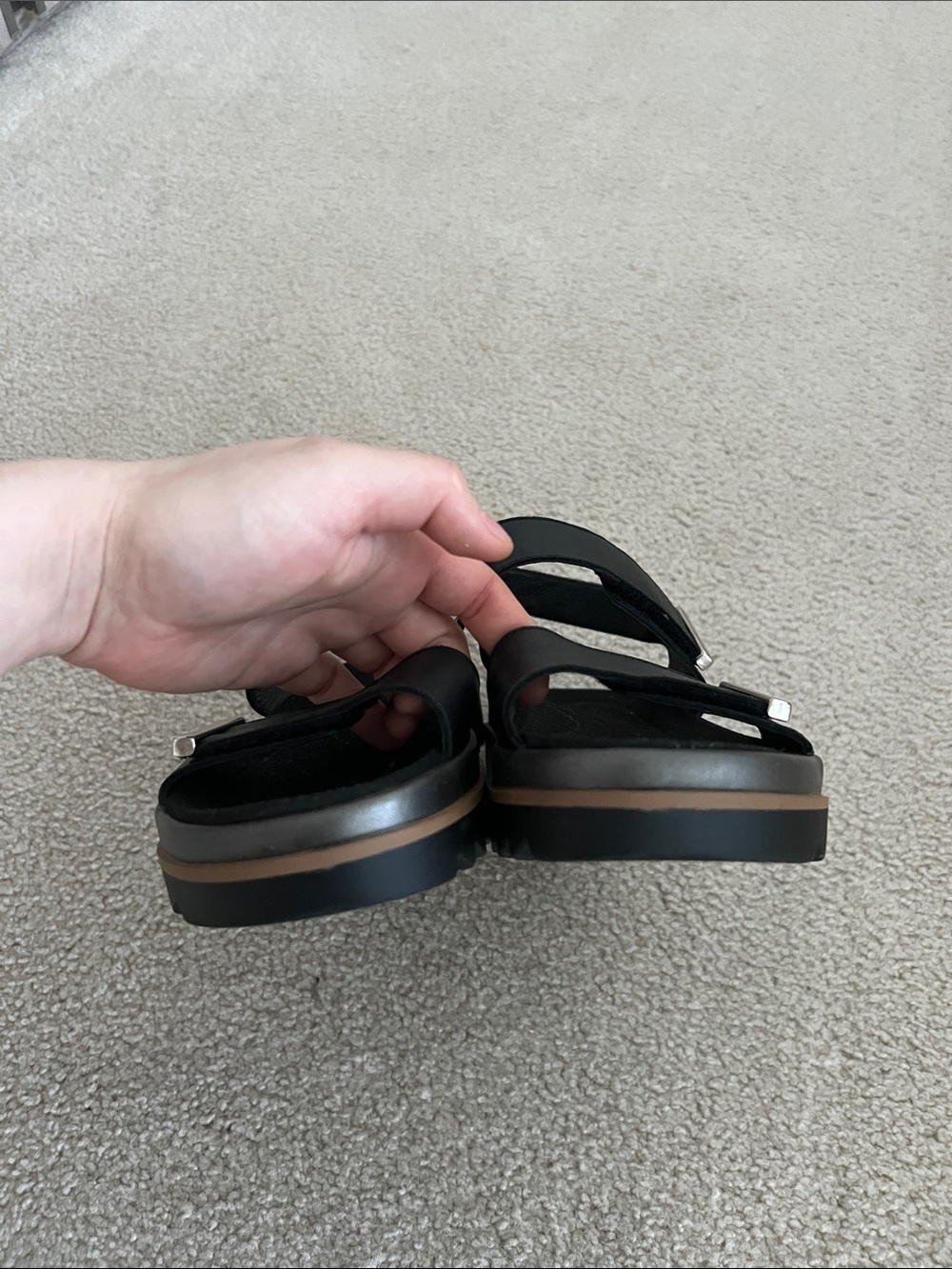 Mephisto Black Leather Buckle Sling Sandals - Picture 7 of 9